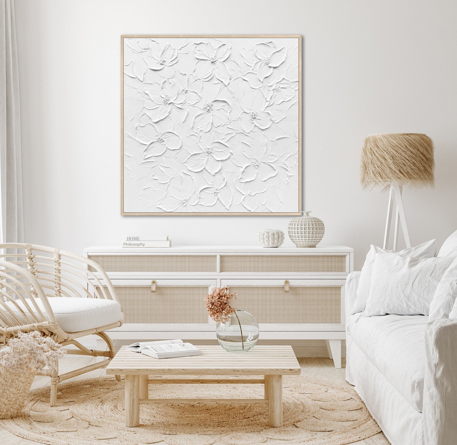 Textured Petals Wall Art - White - 36 X 36