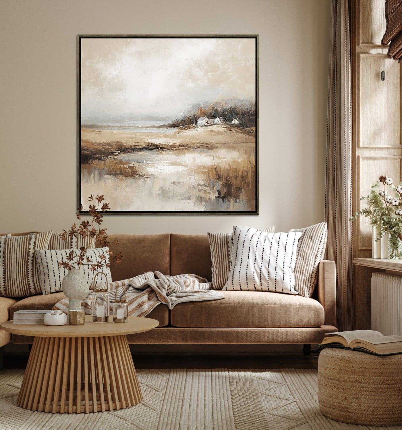 Beyond the Field Wall Art - Brown/Beige - 37 X 37