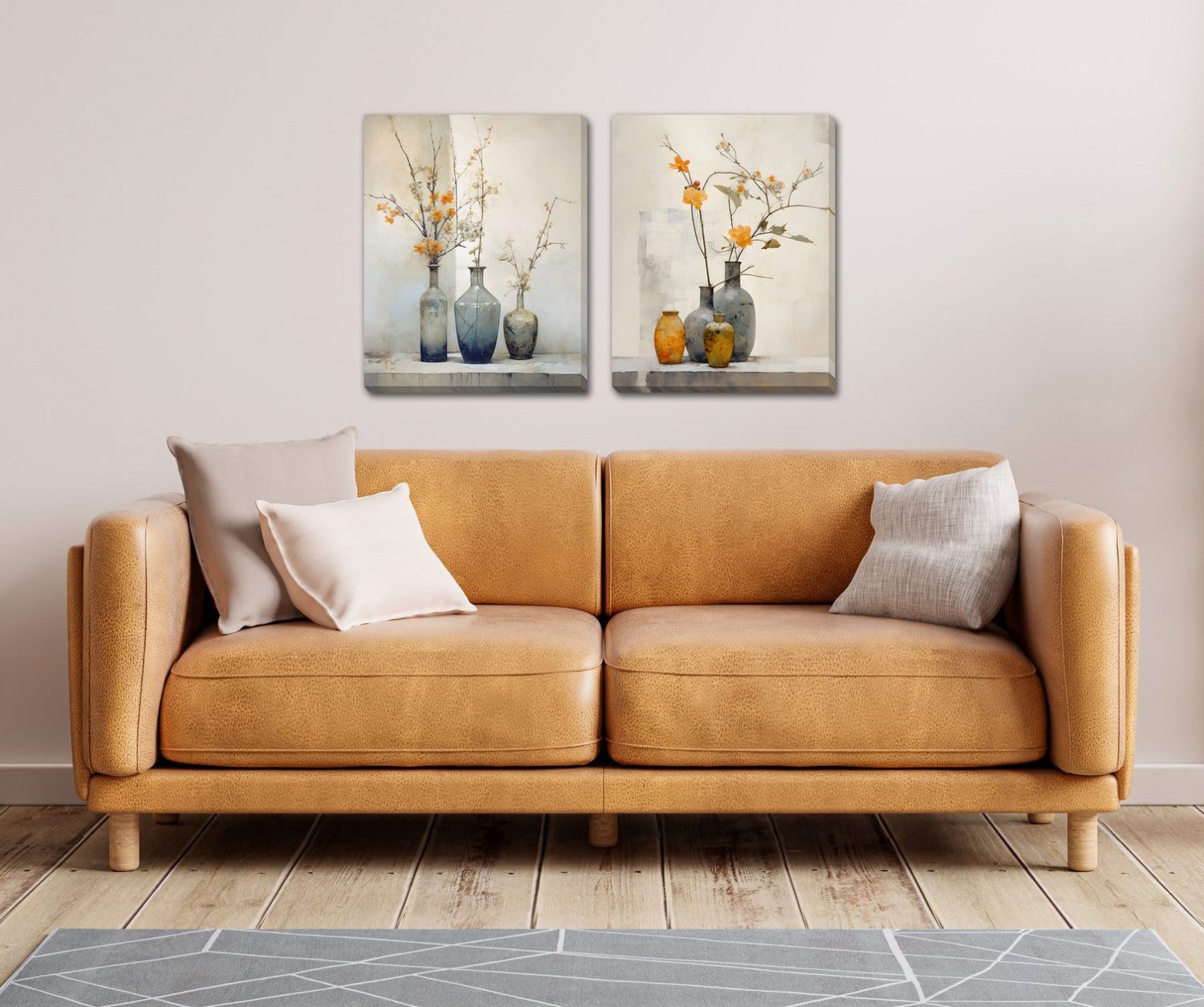 Floral Vessel Wall Art - Natural - 16 X 20 - Set of Two