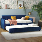 Daphne Upholstered Twin Daybed with Twin Trundle - Blue Velvet