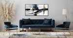 Momentum Wall Art - Black/White/Gold - 28 X 56
