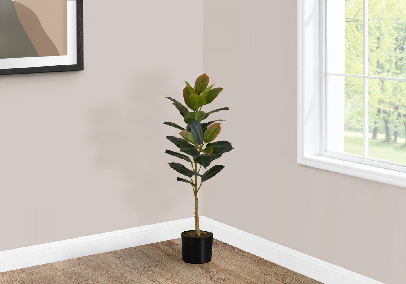 40" Rubber Tree With 5" Black Pot - Green