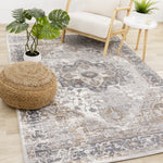Elegant Traditional Area Rug - Grey Brown - 7' X 10'