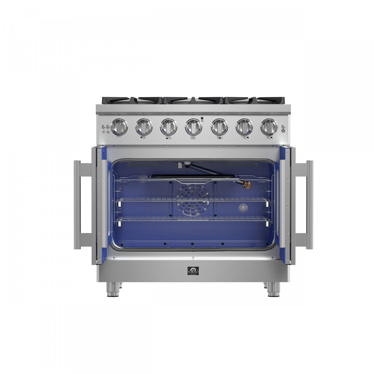 Forno Massimo 36" Stainless Steel French Door Freestanding Gas Range (5.36 Cu. Ft.) - FFSGS6439-36