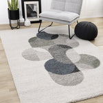 Misha Modern Geometric Area Rug - White Grey - 5' X 8'