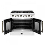 Forno Galiano 36" White French Door Dual Fuel Range with True Convection (5.36 Cu. Ft.) - FFSGS6356-36WHT