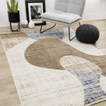 Sterling Modern Teardrop Area Rug - Brown Cream- 8' X 11'