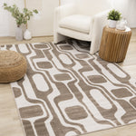 Logan Modern Area Rug - Brown Cream - 5' X 8'