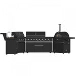 Forno All'Aperto Black Countertop Outdoor Kitchen with 86,600 BTU BBQ, 24" Plancha and 18" Pizza Oven - FODKT2568BLK