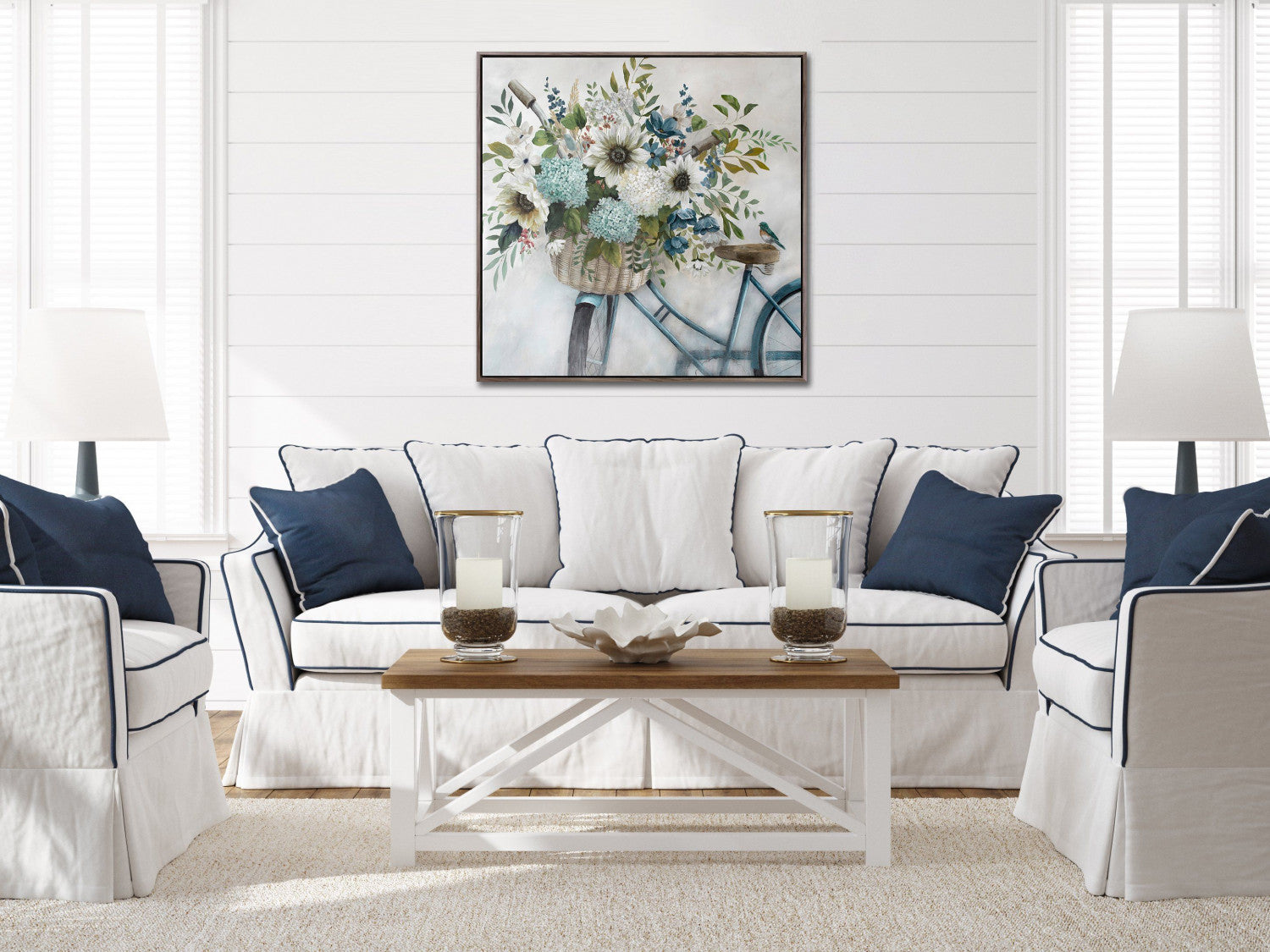 Floral Bike Wall Art - Multi-Colour - 32 X 32