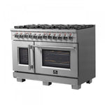 Forno Capriasca 48" Stainless Steel Freestanding Dual Fuel Double Oven Range with Air Fry (6.58 Cu. Ft.) - FFSGS6387-48