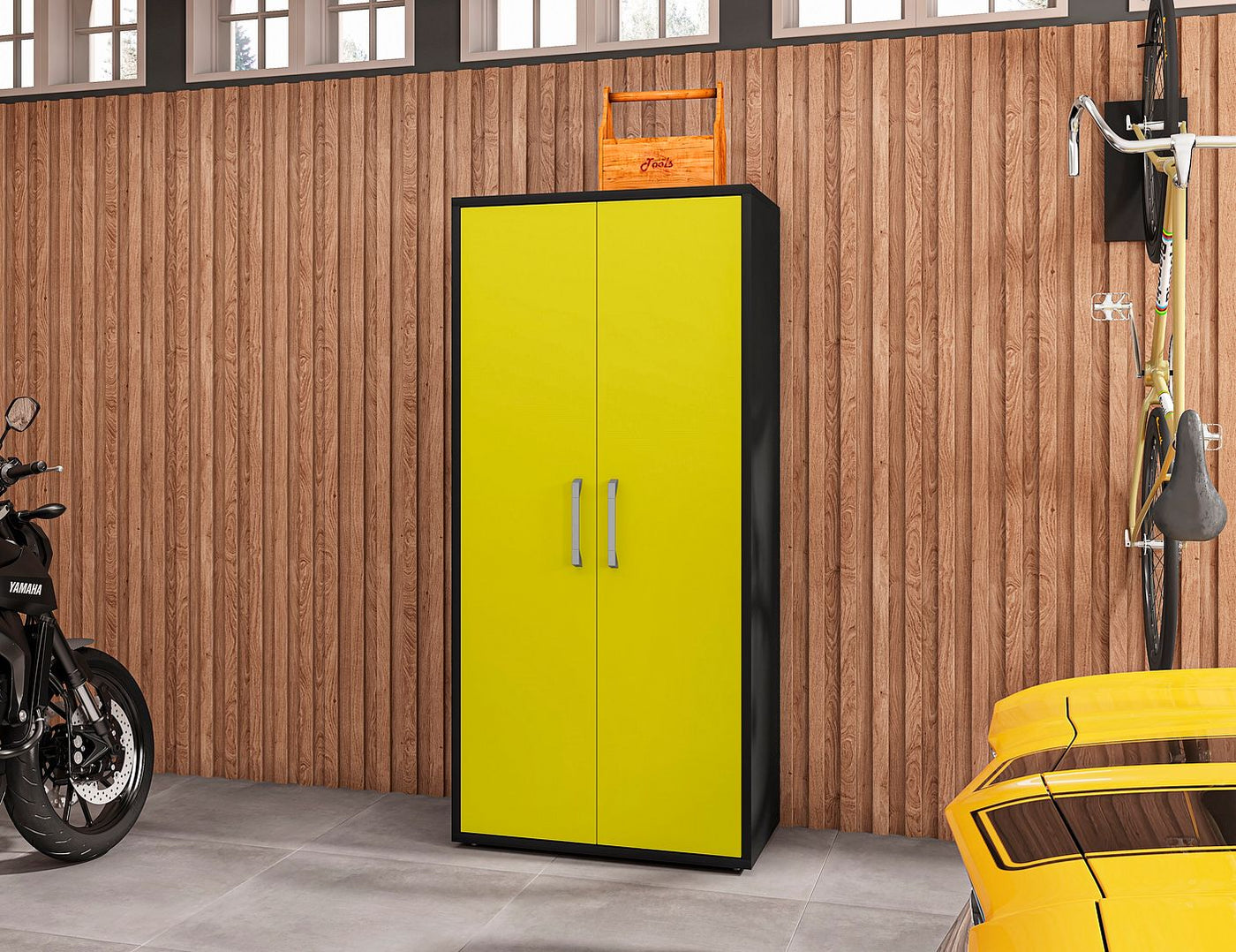 Lunde Storage Cabinet - Matte Black/Yellow - Set of 3