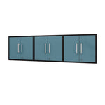 Lunde Floating Garage Cabinet - Matte Black/Aqua Blue - Set of 3