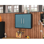 Lunde Floating Garage Cabinet - Matte Black/Aqua Blue - Set of 3