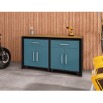 Lunde Garage Work Station - Matte Black/Aqua Blue - Set of 3