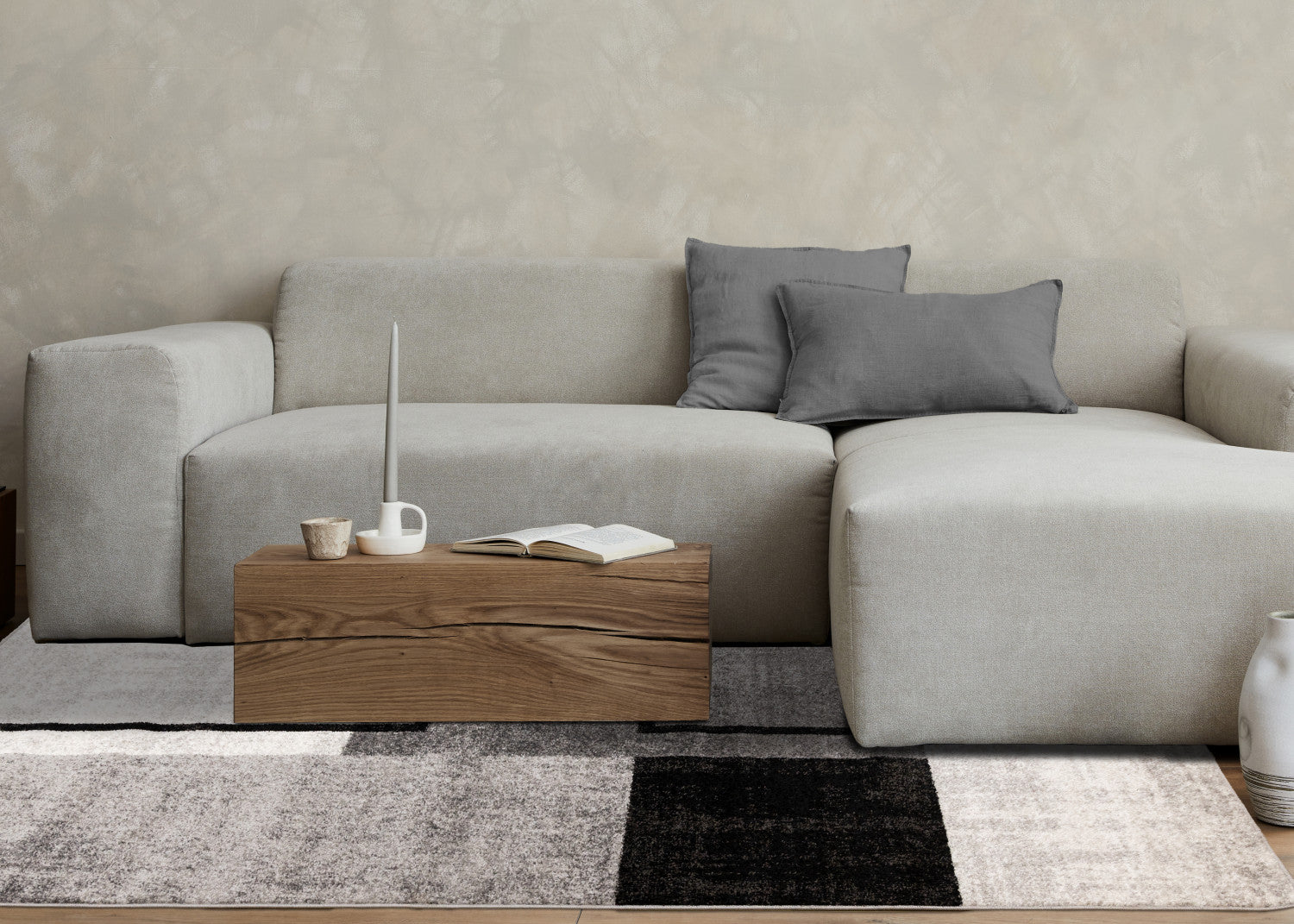 Elise Modern Geometric Area Rug - Grey Black White - 8' X 11'