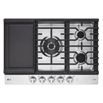 LG Stainless Steel 30” Smart Gas Cooktop with 22K BTU, 
EasyClean® Cooktop, and ThinQ® - CBGJ3027S