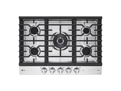 LG Stainless Steel 30” Smart Gas Cooktop with 22K BTU, 
EasyClean® Cooktop, and ThinQ® - CBGJ3027S