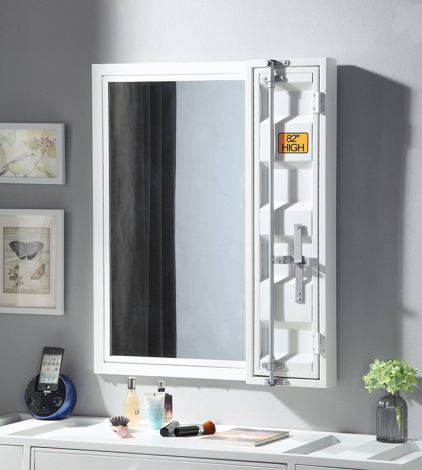 Konto Industrial Vanity Mirror - White