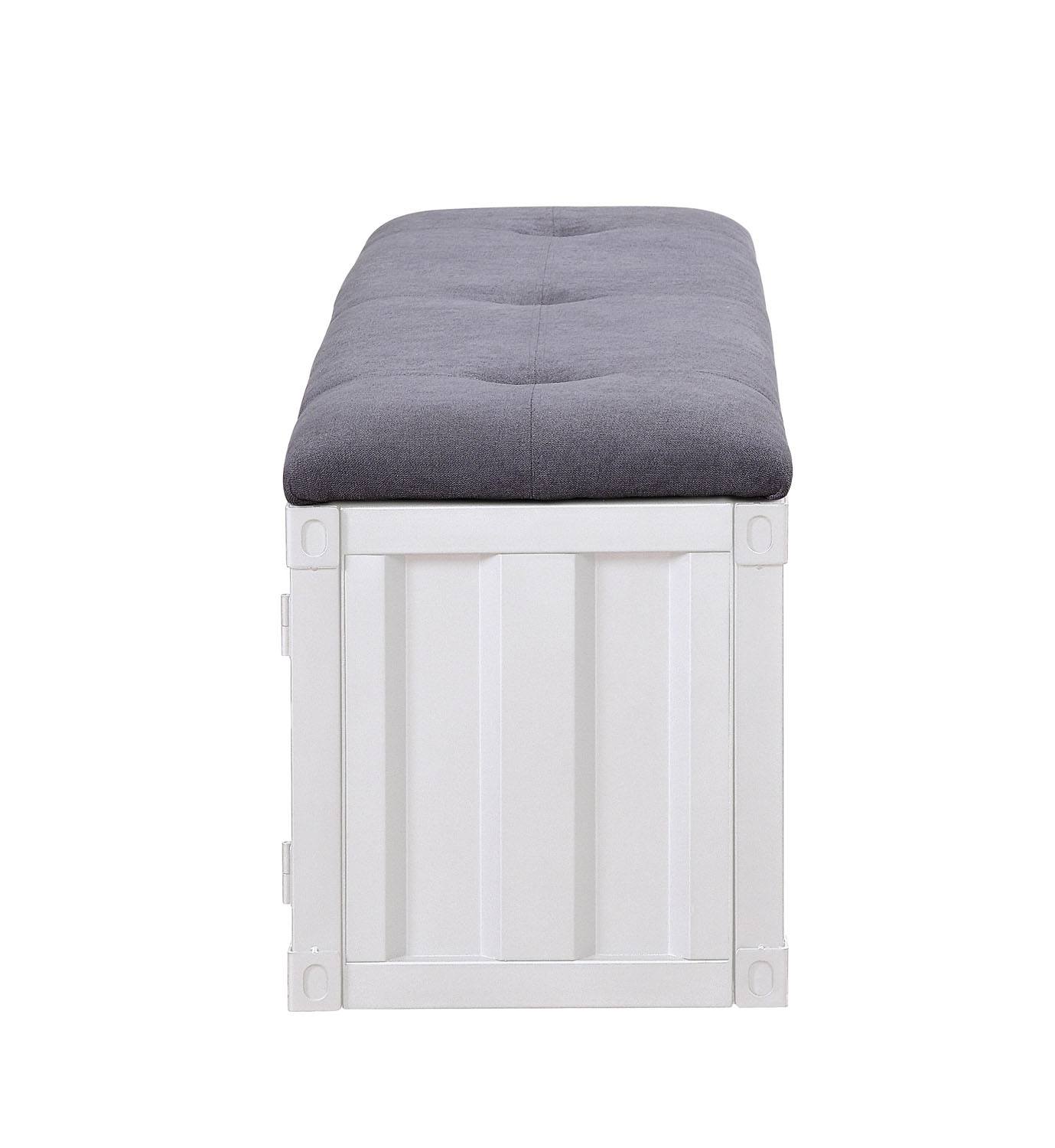 Konto Industrial Storage Bench - White/Grey