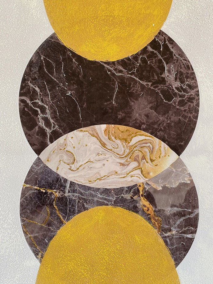 Free Spirit Geometric Canvas Wall Art - White, Grey and Yellow