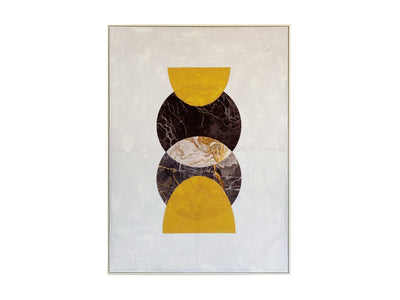 Free Spirit Geometric Canvas Wall Art - White, Grey and Yellow