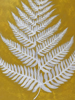 Free Spirit Fern Leaf Canvas Wall Art - White, Grey, Yellow
