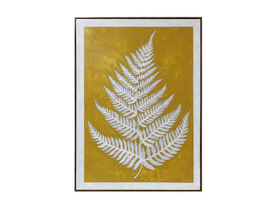 Free Spirit Fern Leaf Canvas Wall Art - White, Grey, Yellow