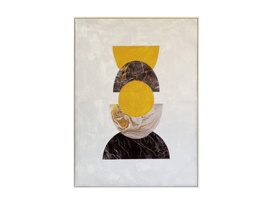 Free Spirit Geometric Canvas Wall Art - White, Yellow and Grey