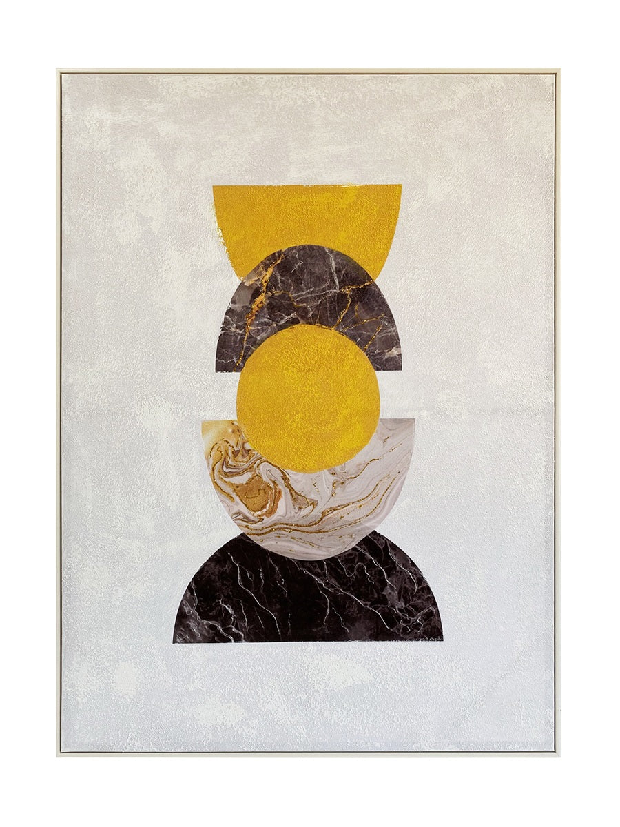 Free Spirit Geometric Canvas Wall Art - White, Yellow and Grey