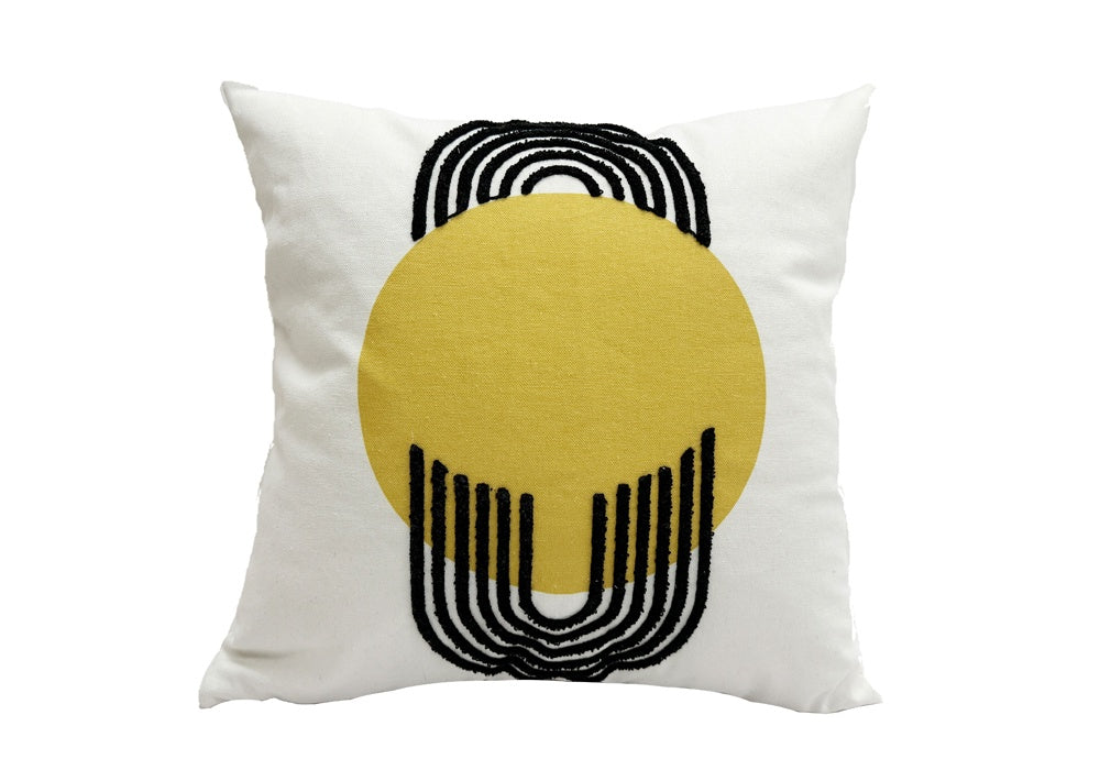 Free Spirit 18 x 18" Cushion - Mustard, White and Black