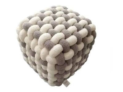 Free Spirit Braided Cube Ottoman - Grey, White