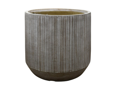 Garden Party Striped Texture Large Planter - Natural Grey