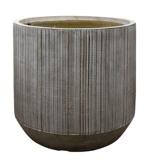 Garden Party Striped Texture Large Planter - Natural Grey