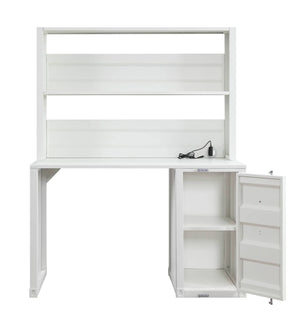 Konto Industrial Desk and Hutch - White
