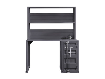 Konto Industrial Desk and Hutch - Gunmetal Grey