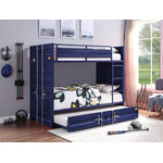 Konto Industrial Twin Bunk Bed with Trundle - Blue