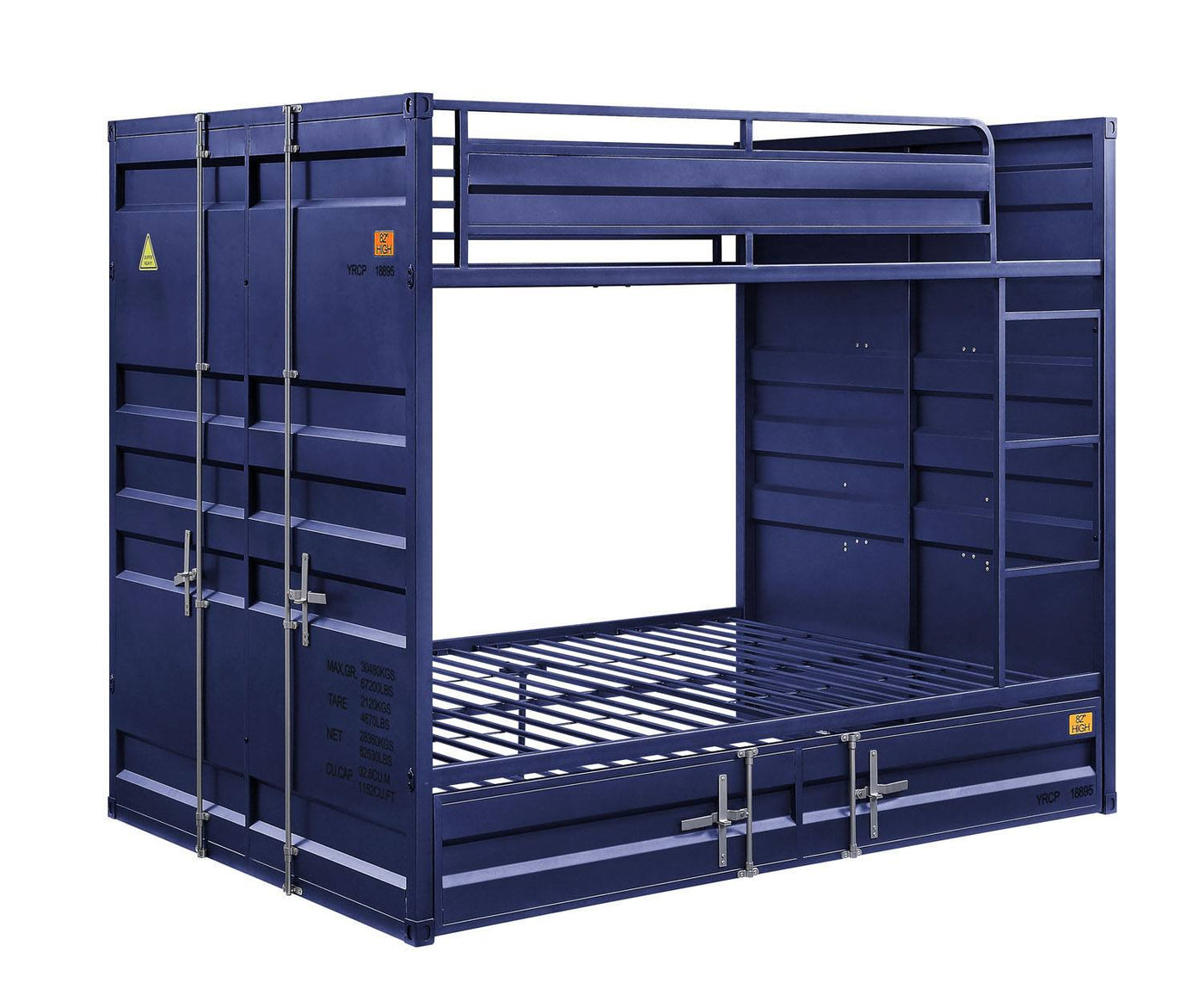 Konto Industrial Full Bunk Bed with Trundle - Blue