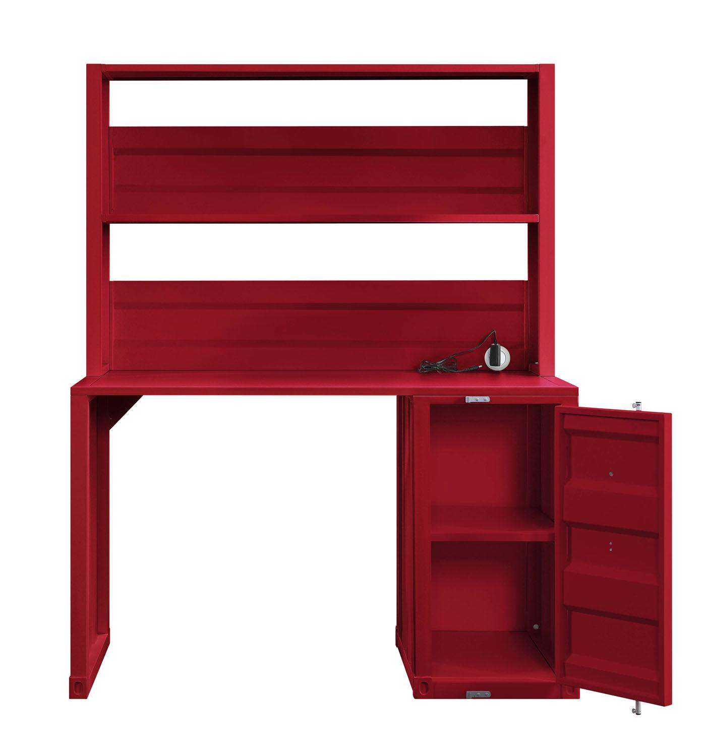 Konto Industrial Desk and Hutch - Red