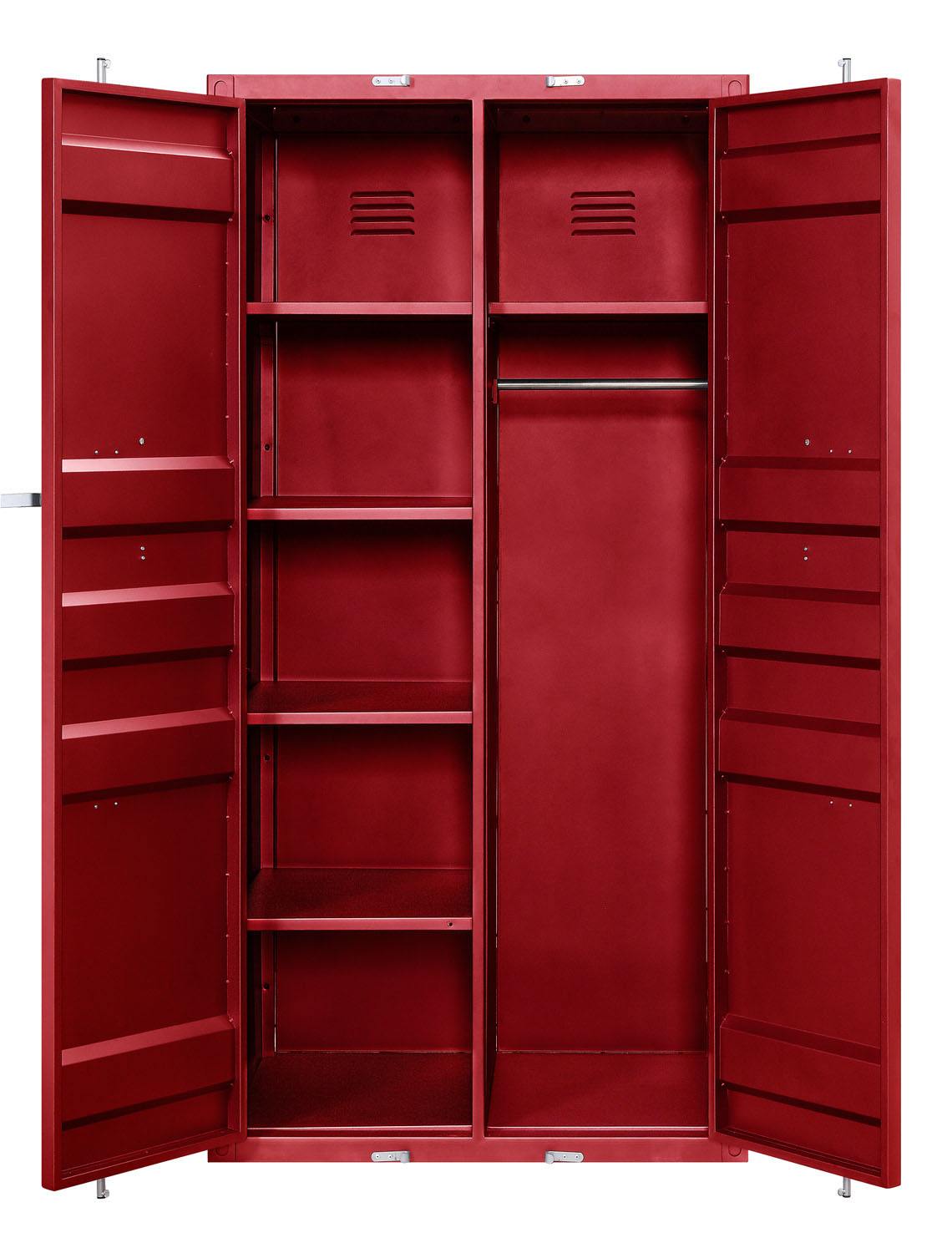 Konto I Industrial Tall Wardrobe - Red