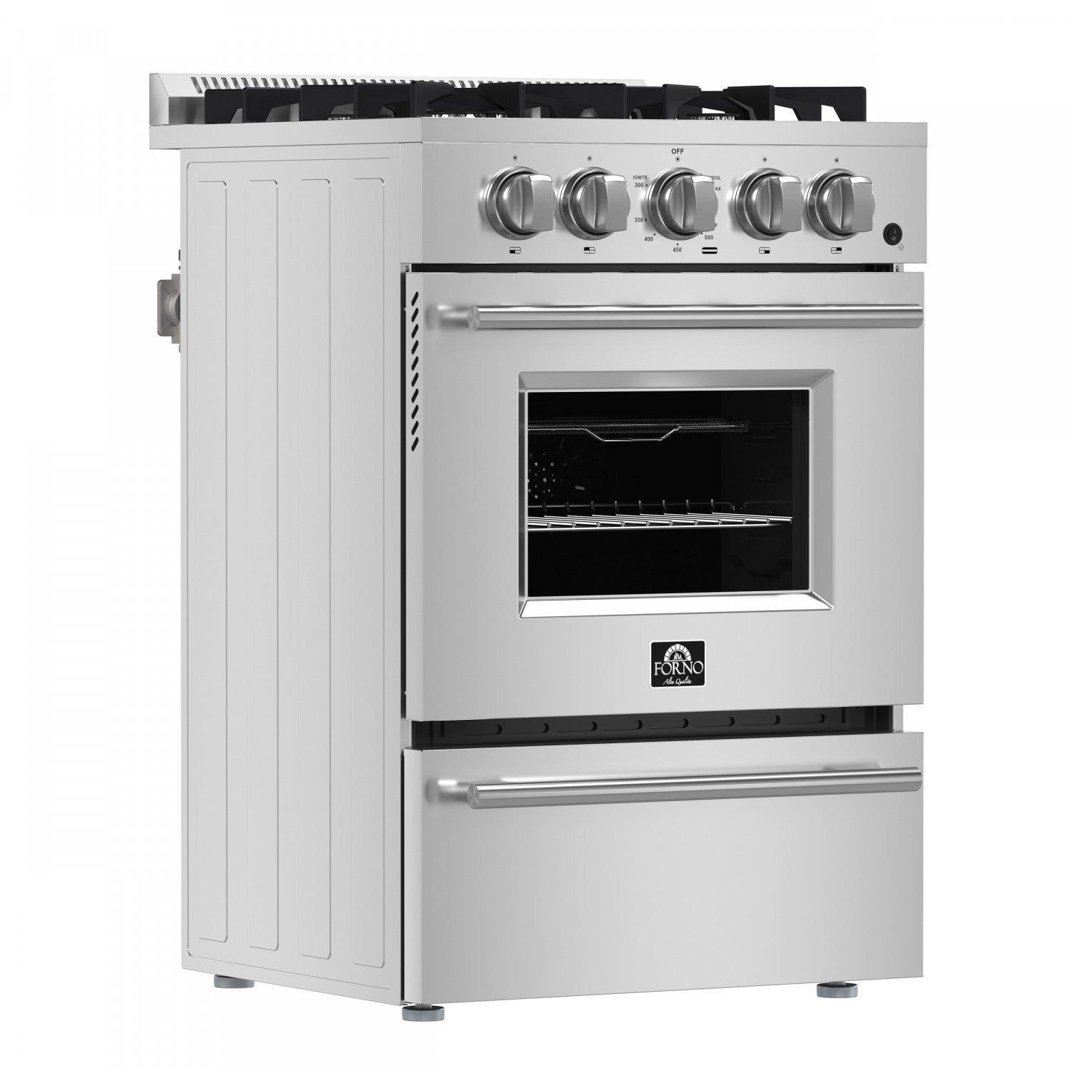 Forno Breno 24" Stainless Steel Freestanding Gas Range with Air Fry (2.3 Cu. Ft.) - FFSGS6290-24