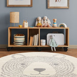Kids Teddy Bear Area Rug - Cream Grey - 5' X 5' Round