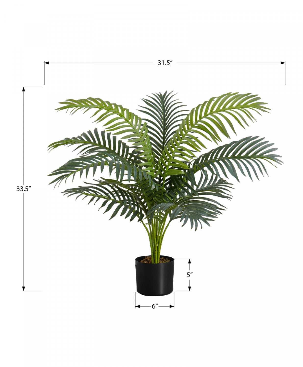 34" Palm Tree With 5" Black Pot - Green