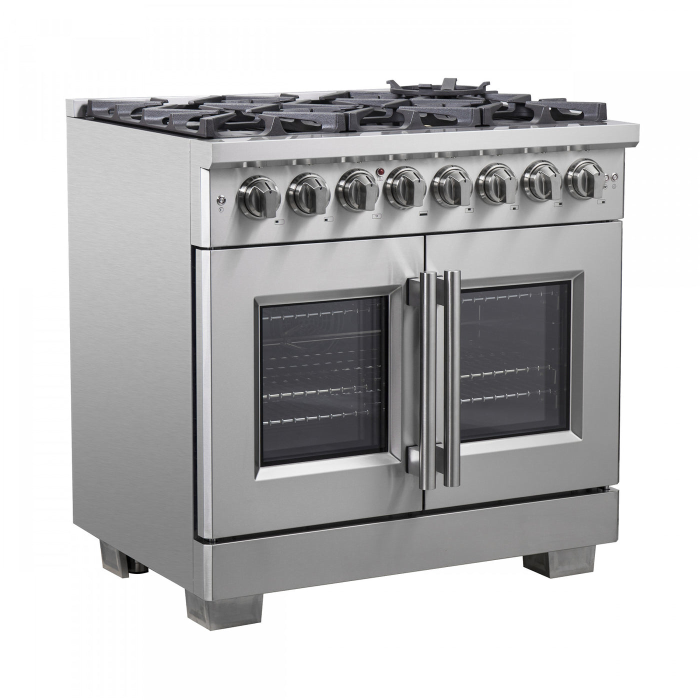 Forno Capriasca 36" Stainless Steel French Door Dual Fuel Range With True Convection (5.36 Cu. Ft.) - FFSGS6387-36