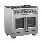 Forno Capriasca 36" Stainless Steel French Door Dual Fuel Range with True Convection (5.36 Cu. Ft.) - FFSGS6387-36