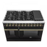 Forno Galiano 48" Black Freestanding Dual Fuel Double Oven Range (6.58 Cu. Ft.) - FFSGS6156-48BLK