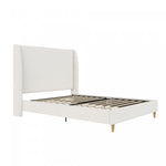 Tess Upholstered Wingback Queen Bed - Ivory Linen