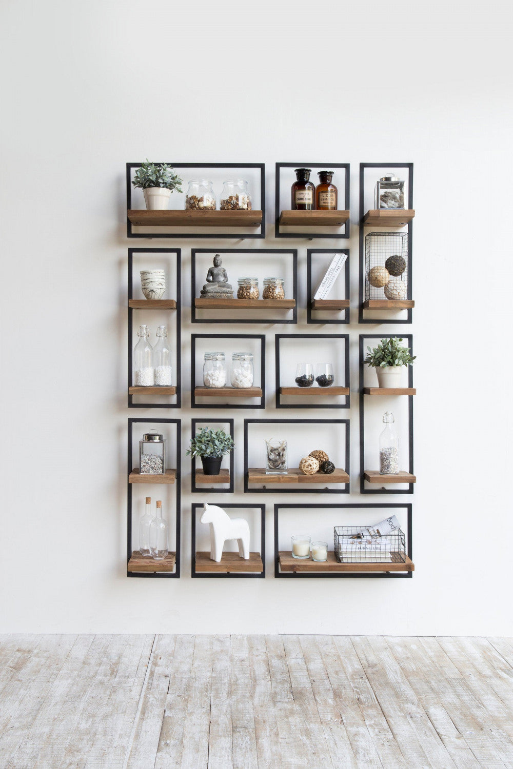 Bayan Metal Frame Wall Box I - Teak