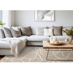 Logan Contemporary Swirls Area Rug - Beige Cream - 7' X 10'