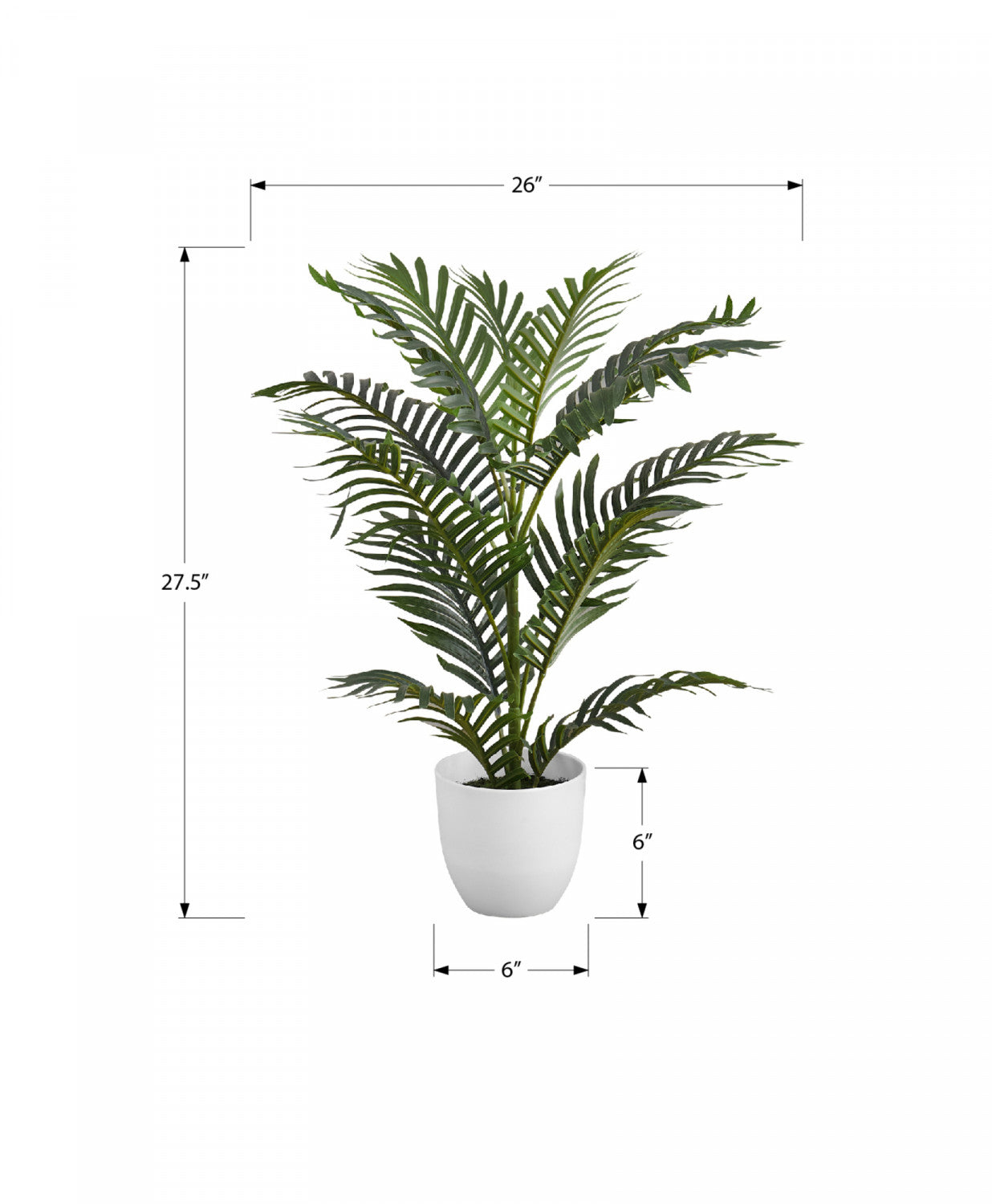 28" Palm Tree With 6" White Pot - Green